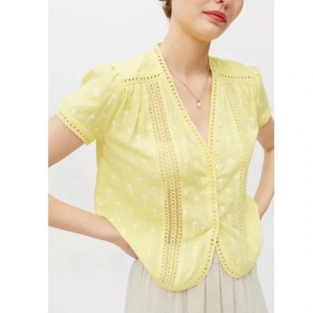 Urban Outfitters Yellow Simone Button Up Blouse